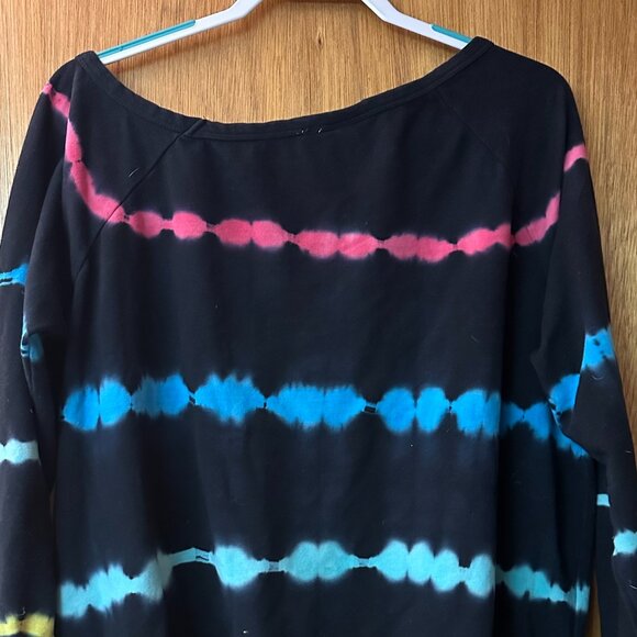 Black Sweater with Pink Blue Yellow Stripes - Picture 2 of 5